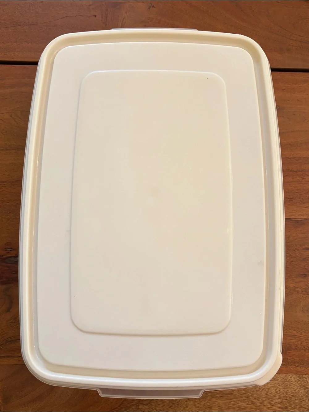TWO Vintage Rubbermaid Servin’ Saver Container Rectangle 3863 Almond Lid 33 Cups